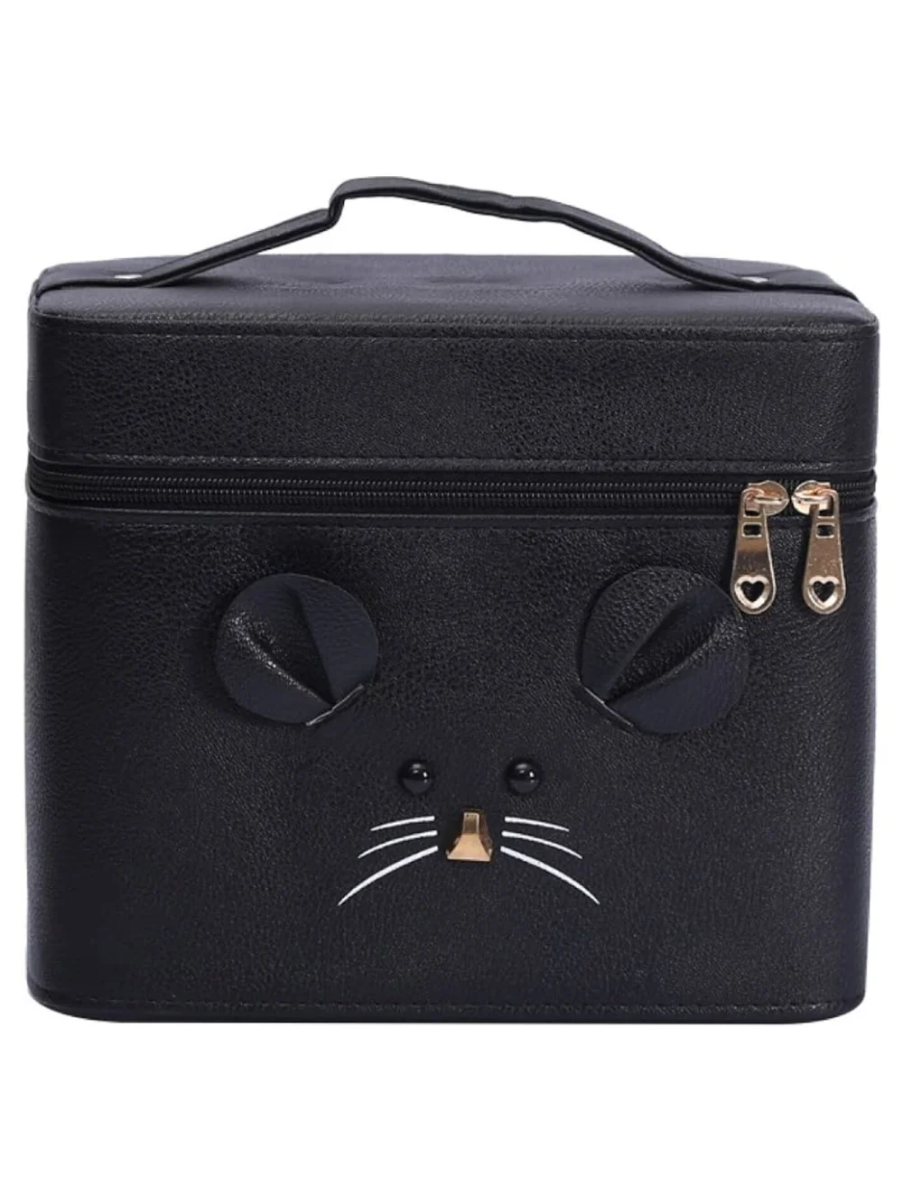 Mouse Face Makeup Box, Large Capacity, Cosmetic Case with Mirror